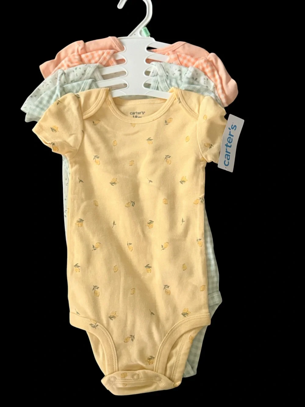 Carter's Pale Yellow Lemon Print Short Sleeve Baby Onesie